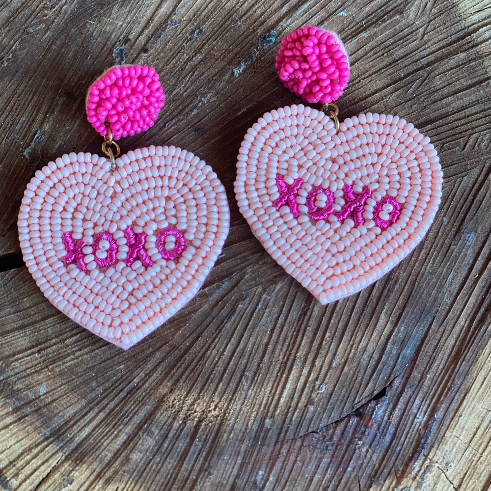 Seed Bead Valentine Earrings